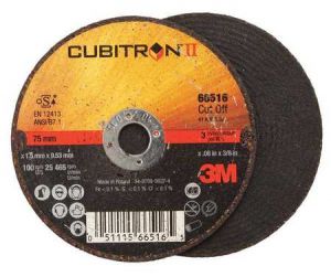 3M Cubiton II Cut-Off Wheel T41 75mm x 1mm x 9.53mm A60 (65452) - Pack of 25