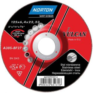 Norton Vulcan INOX Grinding Disc Depressed Centre 180mm 6.4mm x 22.23mm TYPE 27 (Pack of 10)