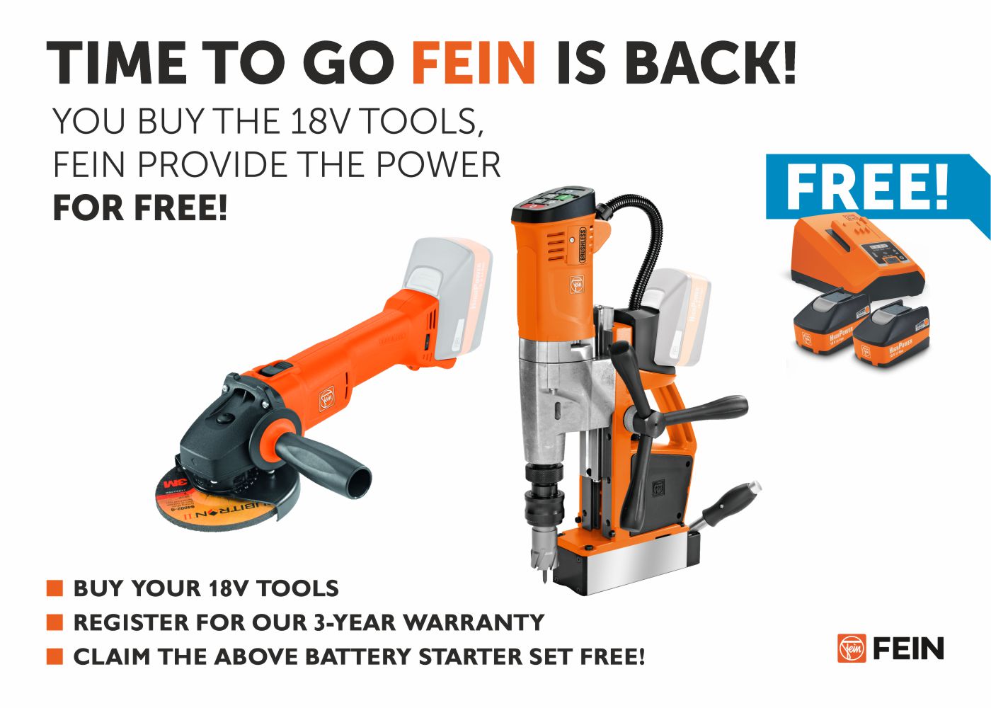 Time to Go FEIN - Free Battery or Accessory Pack Promo 2022