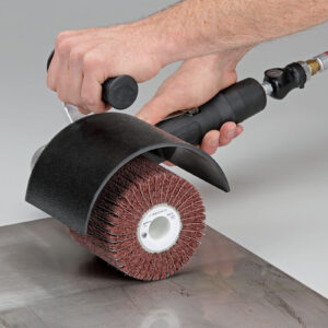 Dynabrade 13402 Dynisher Finishing Tool .7 hp, 7 Degree Offset, 3,400 RPM, 5/8"-11 Thread, Extended Shroud - Image 2